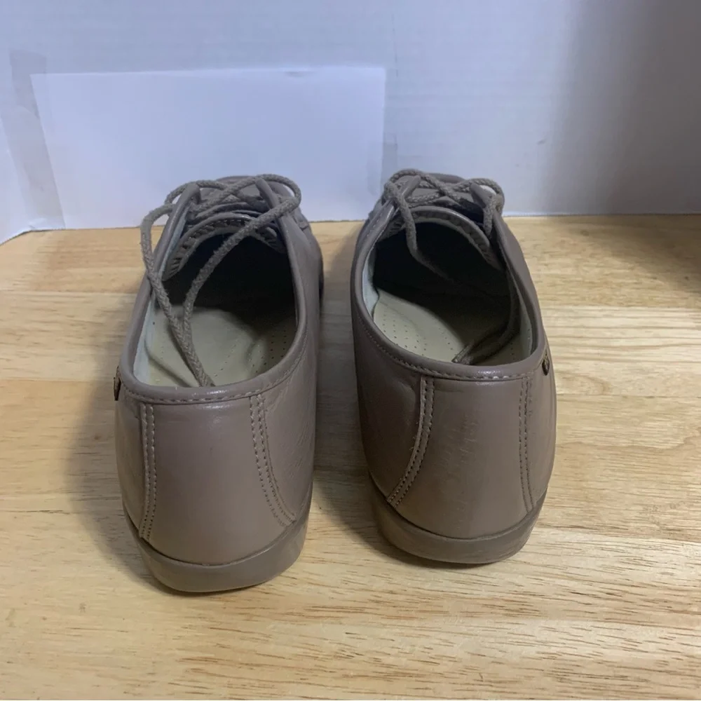 SAS Shoes Womens Siesta Moc‎ Toe Beige Leather Lace Up USA Made Comfy Size 12N